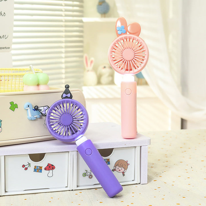 Ladies portable handheld fan with integrated LED light and animal ear design Stornfield
