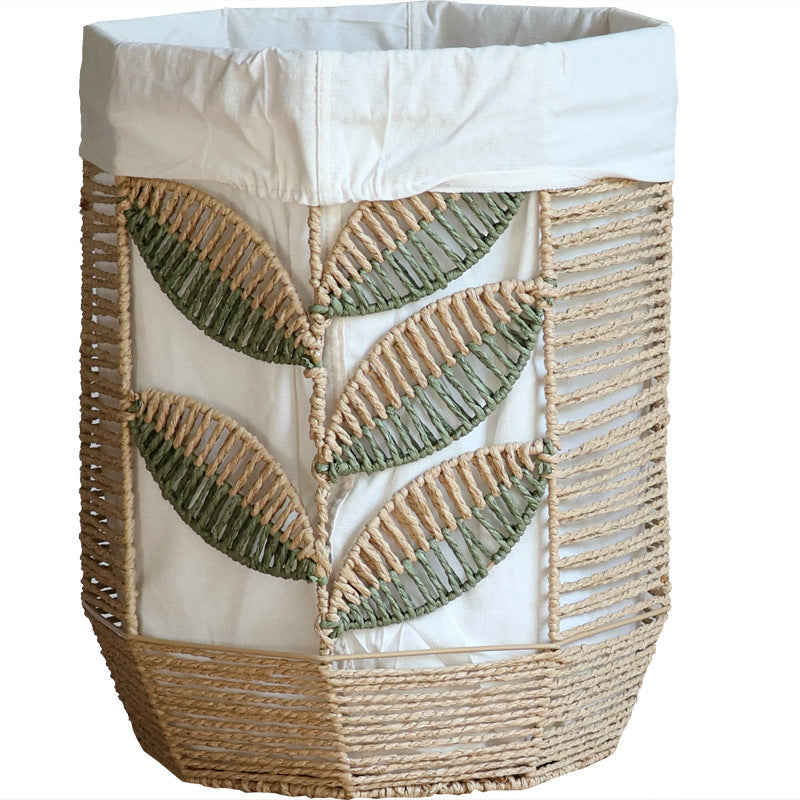 Rustic laundry basket with floral pattern Stornfield