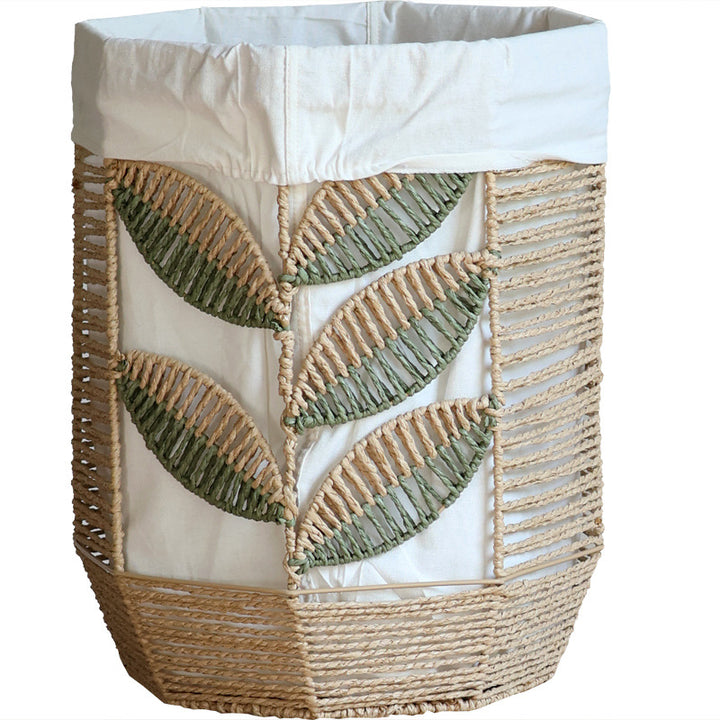 Rustic laundry basket with floral pattern Stornfield