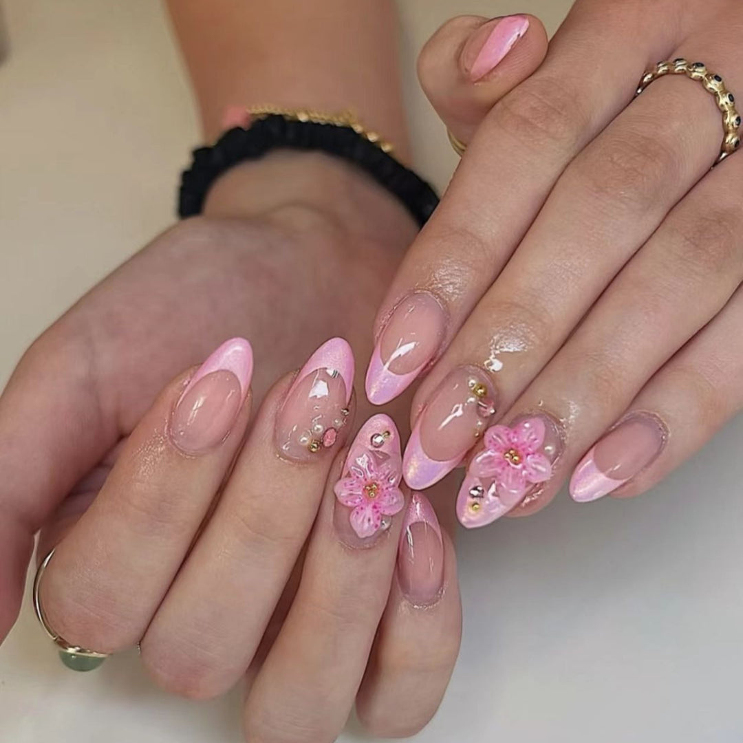 Press-On Nail Art Set with Floral Embellishments Stornfield