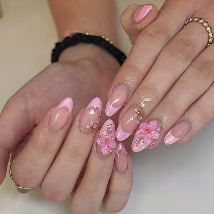 Press-On Nail Art Set with Floral Embellishments Stornfield