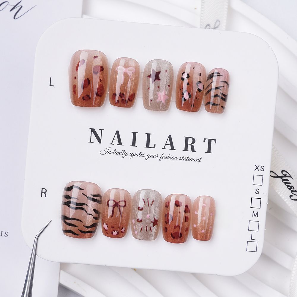 Artistic Press-On Nail Set with Cute Character Designs Stornfield