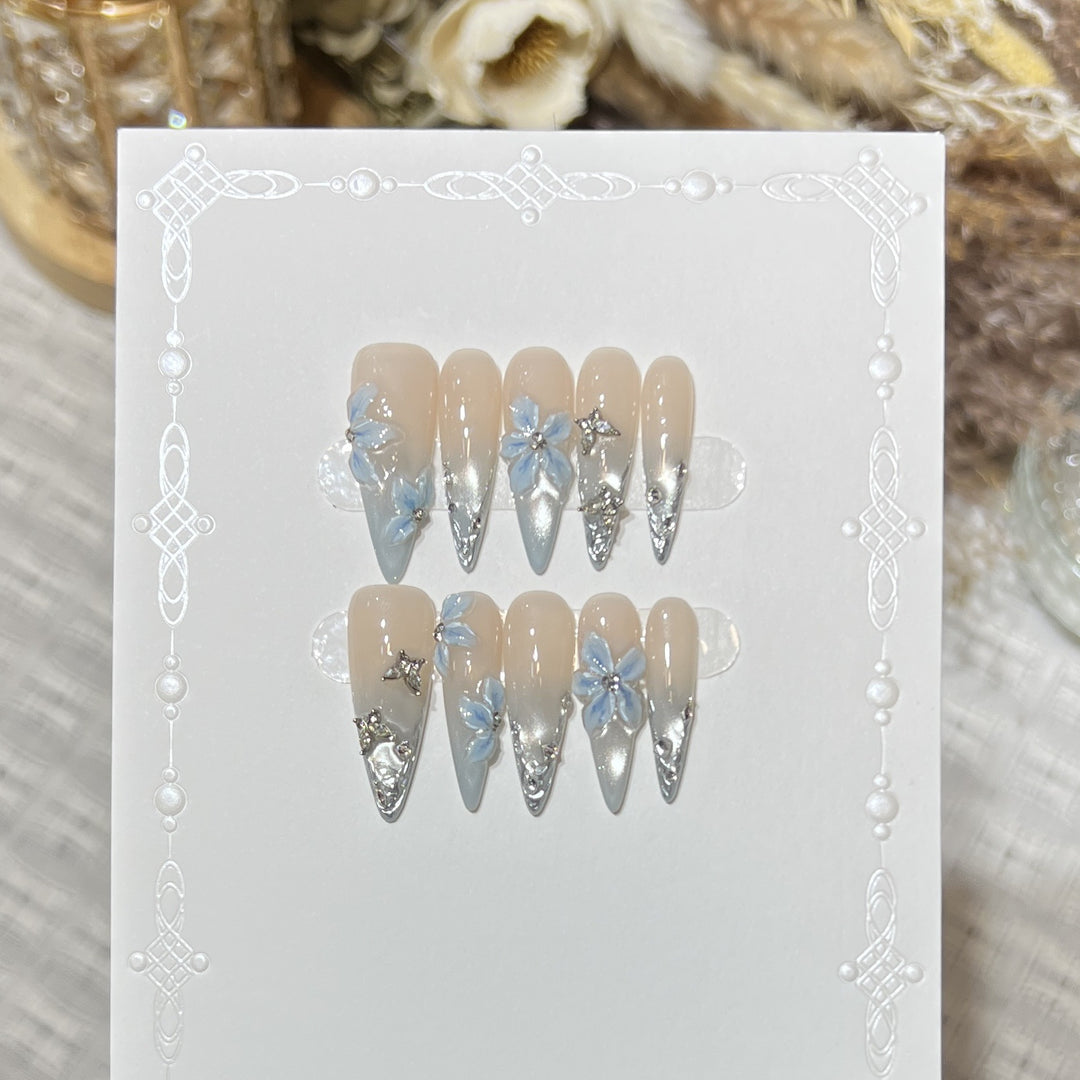 Elegant Stiletto Floral Press-On Nail Set Stornfield