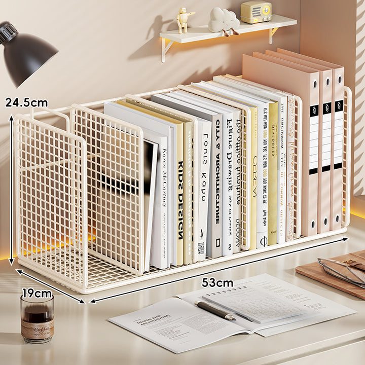 Desktop Metal Mesh Multi-Section Book and File Organizer Shelf
