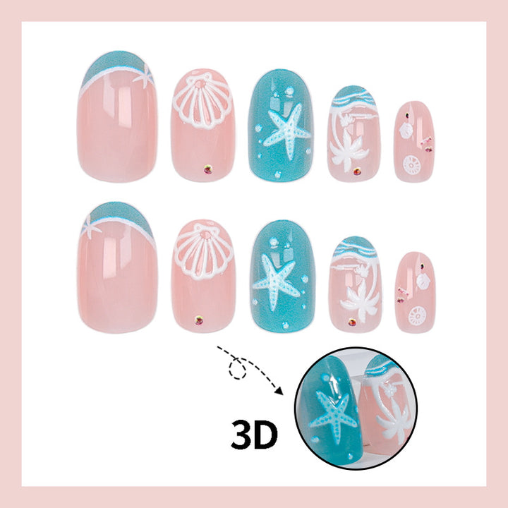 Artificial nail set with maritime details Stornfield