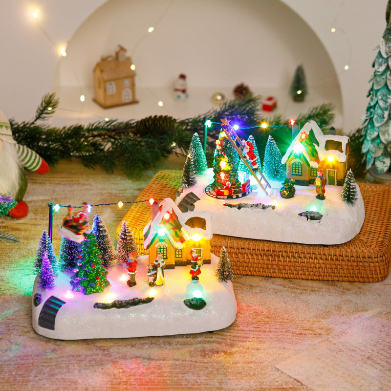 Shopping center Christmas village with luminous figures Stornfield