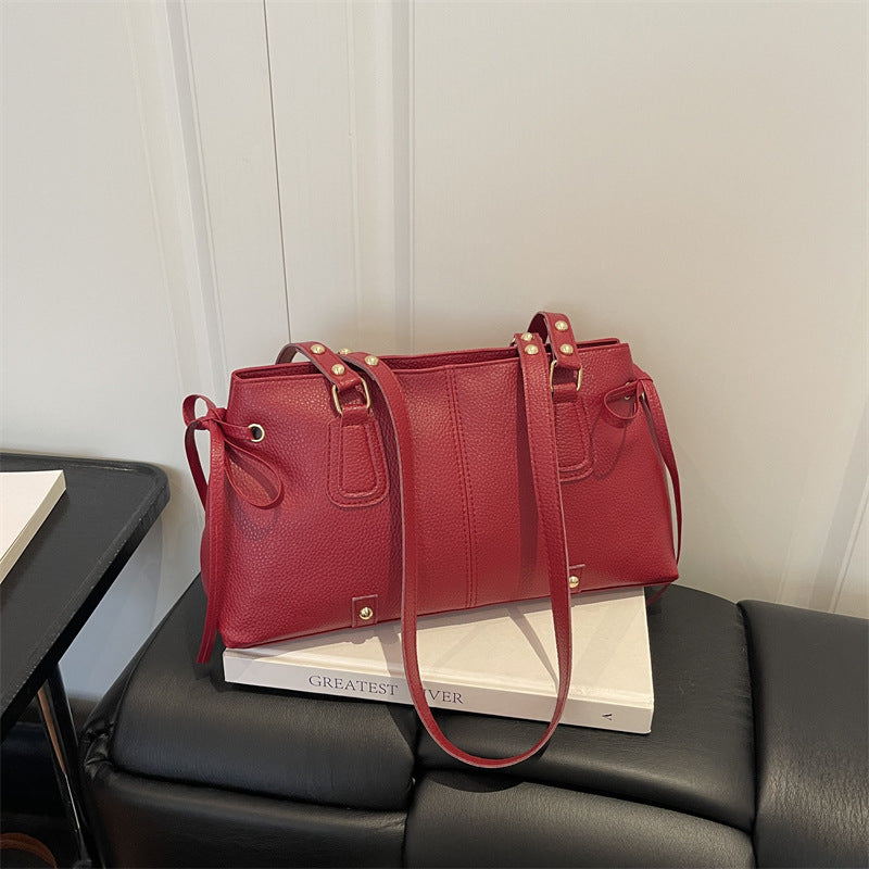Textured Shoulder Tote Bag