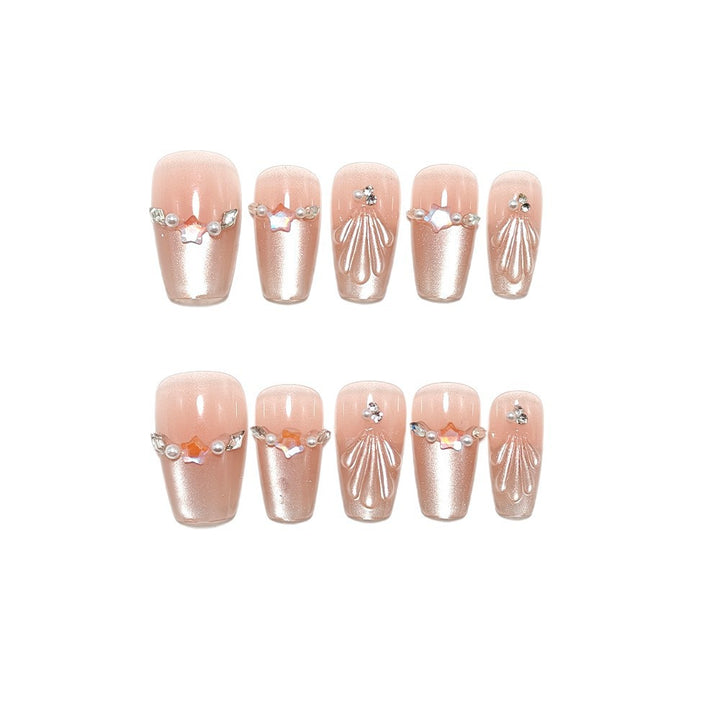 Exquisite artificial nails with glitter and pearl accents Stornfield