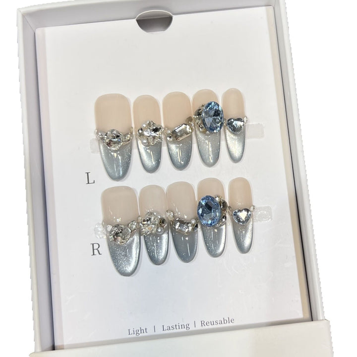 Decorative Stiletto Press-On Nails with Crystal Accents Stornfield