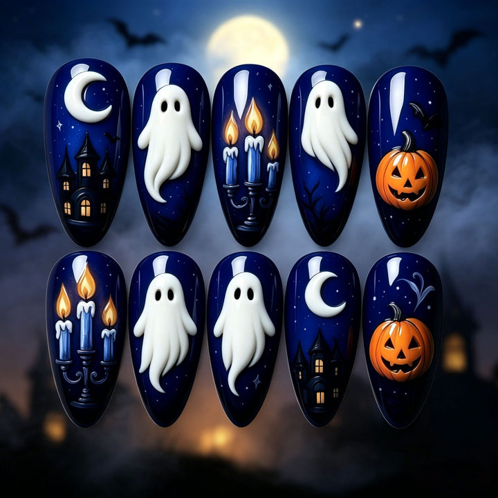 Artificial nails with spooky Halloween designs Stornfield