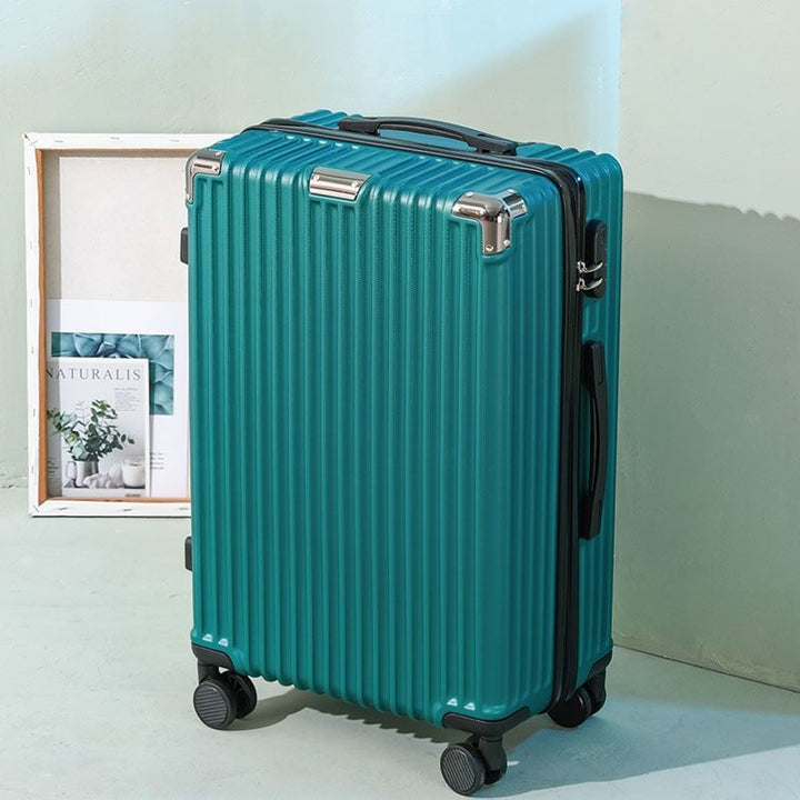 Hard shell suitcase with 360-degree wheel system and integrated safety feature Stornfield
