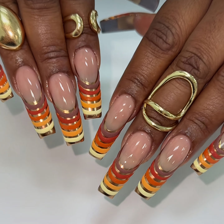 Striped Acrylic Nail Extensions Stornfield