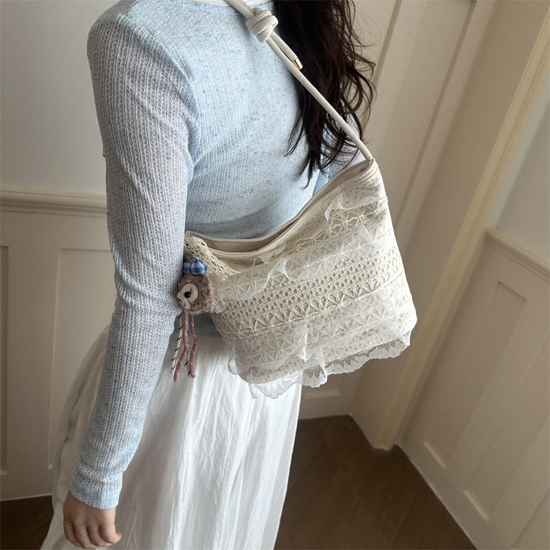 Elegant Lace-Embellished Handbag