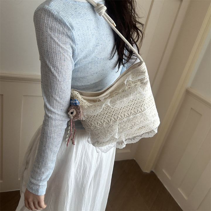 Elegant Lace-Embellished Handbag