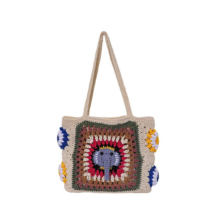 Handmade macrame shoulder bag with elephant design Stornfield