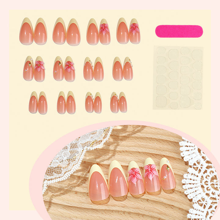 Artificial nail set with elegant flower decorations and fresh design Stornfield