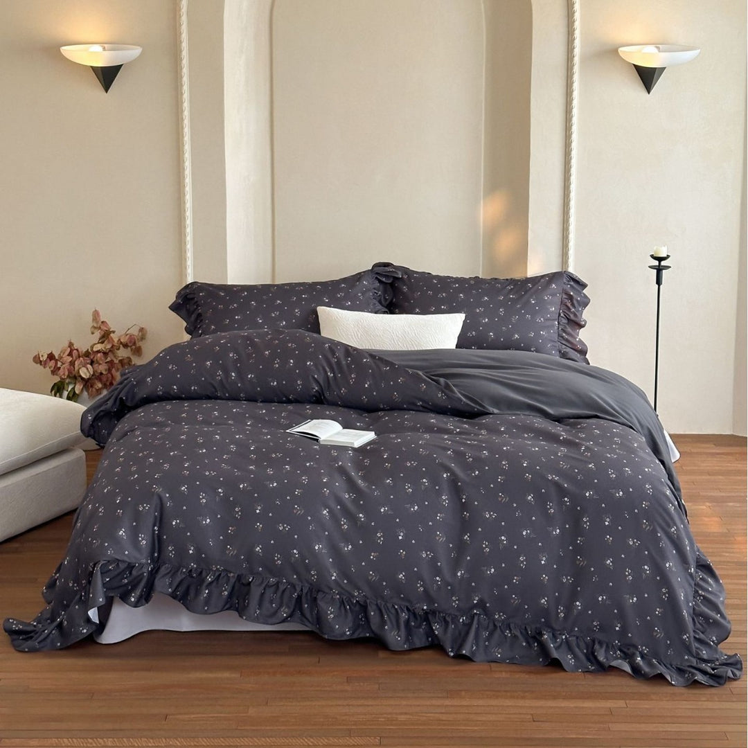 Duvet cover set made of cotton satin with Boho-Ethno pattern and reversible function