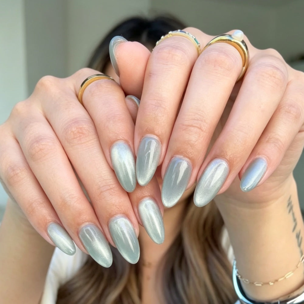 Almond-Shaped Metallic Press-On Nail Set Stornfield