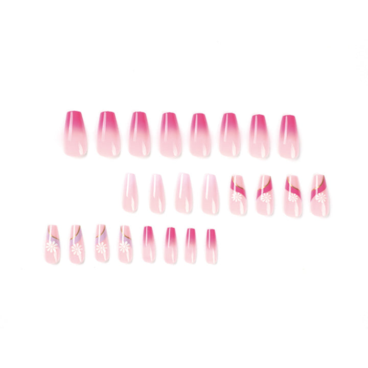 Artful nail extensions with colorful ombre design and floral accents Stornfield