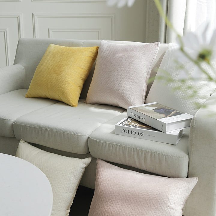 Quilted Herringbone-Texture Square Throw Pillow Cover with Hidden Zipper