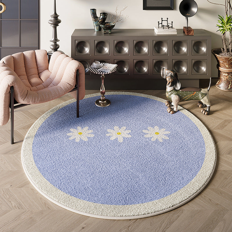 Floral-Themed Round Area Rug
