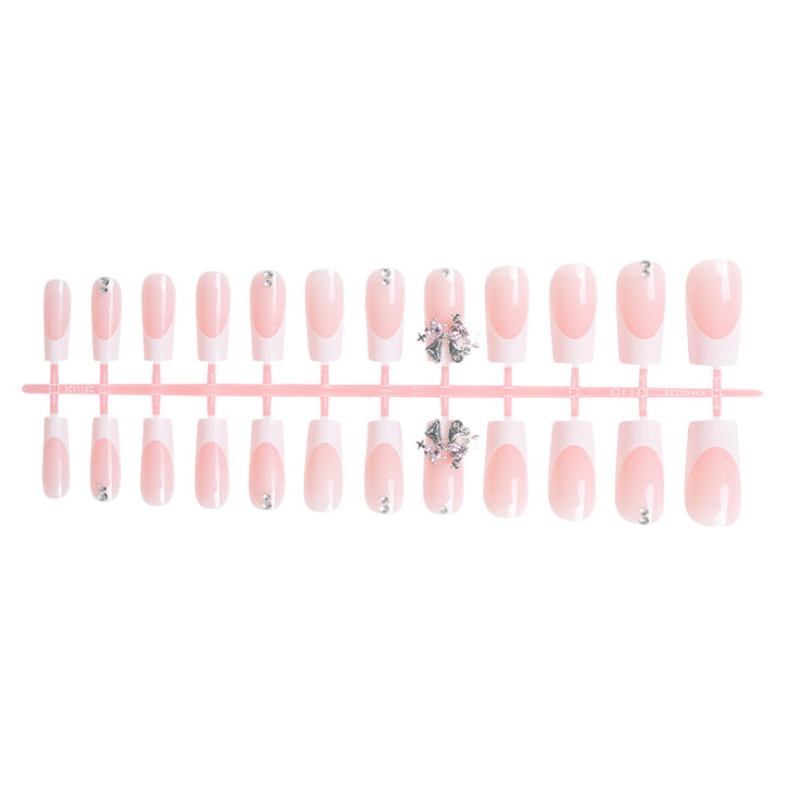 Elegant Decorative Press-On Nail Art Set with Rhinestone Accents Stornfield