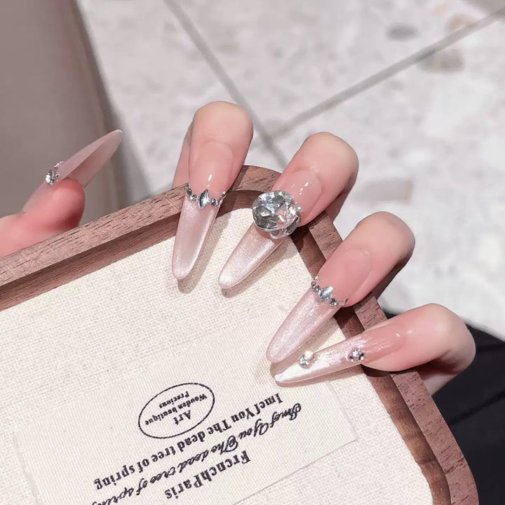 Decorative Rhinestone-Embellished Stiletto Nail Extensions Stornfield