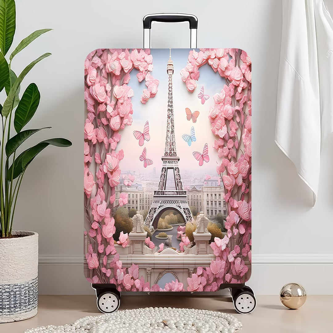Unisex nan elastic suitcase cover with three-dimensional flower and butterfly design for trolley with zipper and slip-resistant interior fastening Stornfield