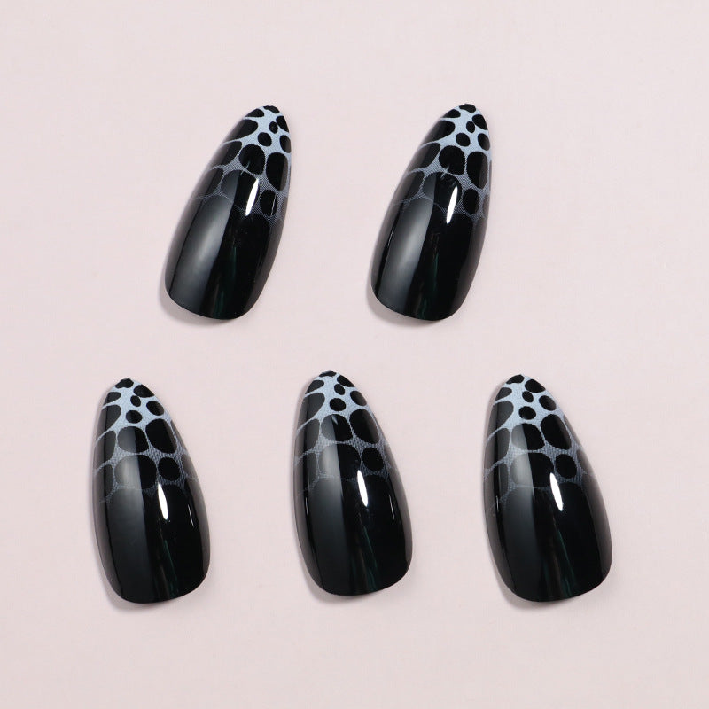 Artistic Press-On Nail Set with Geometric Design Stornfield