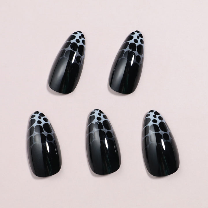 Artistic Press-On Nail Set with Geometric Design Stornfield