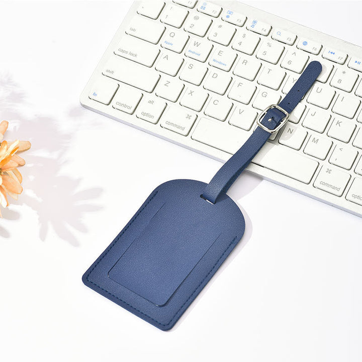 premium PU leather luggage tag with adjustable buckle strap Stornfield