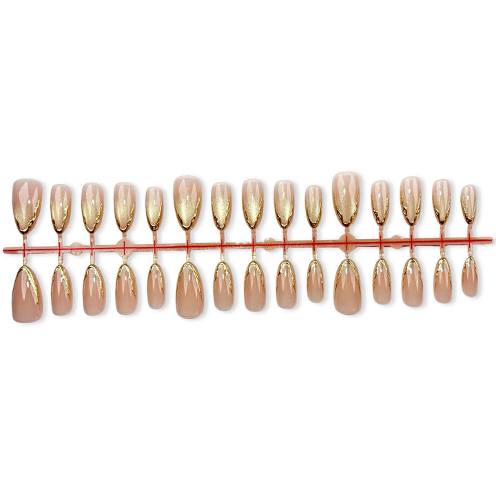 Elegant Gold-Accented Press-On Nail Design