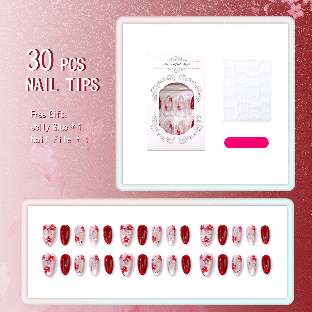 Decorative Floral Press-On Nail Set