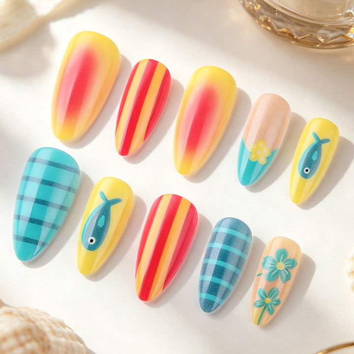 Vibrant Artistic Press-On Nail Set Stornfield