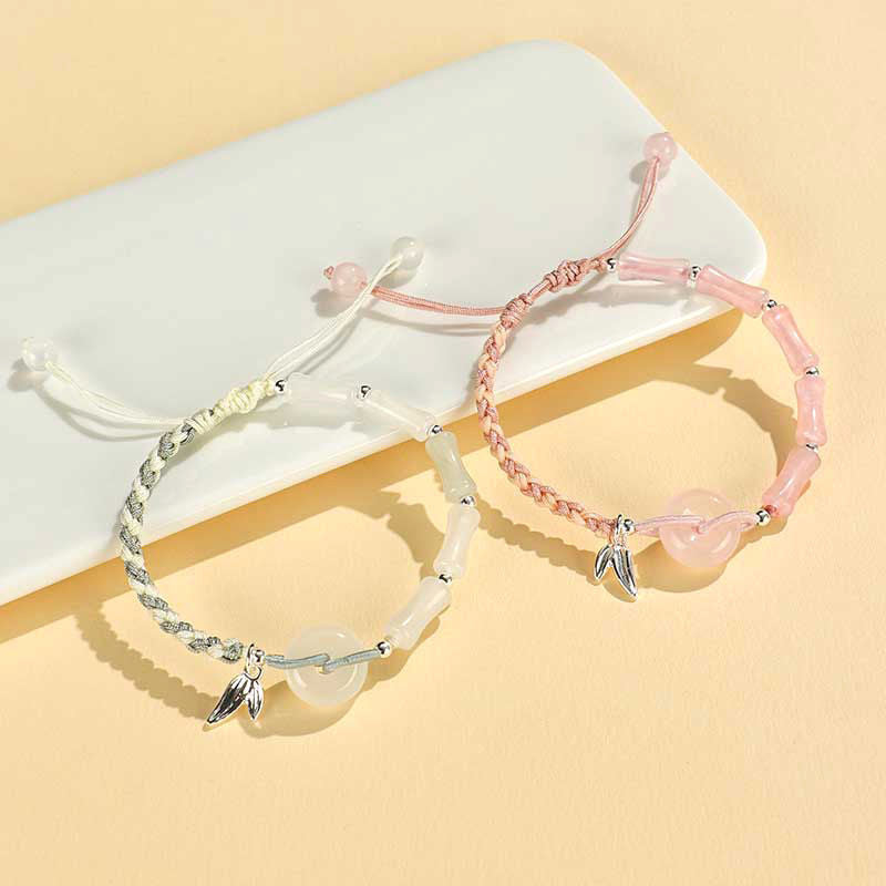 Adjustable Gemstone and Leaf Charm Bracelet Stornfield