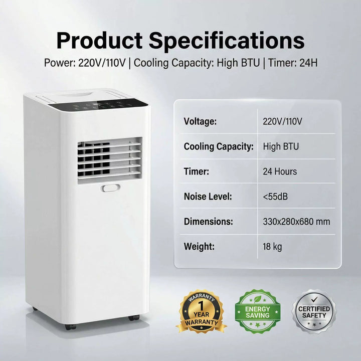 Unisex one size rapid-cool compact portable air cooler with digital touch controls and directional air outlets Stornfield