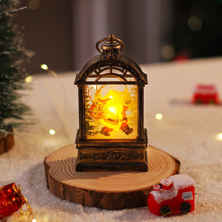 Decorative Christmas lantern with nostalgic Santa motif Stornfield