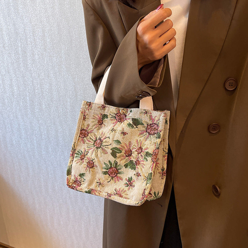 Floral Patterned Cotton Tote Bag