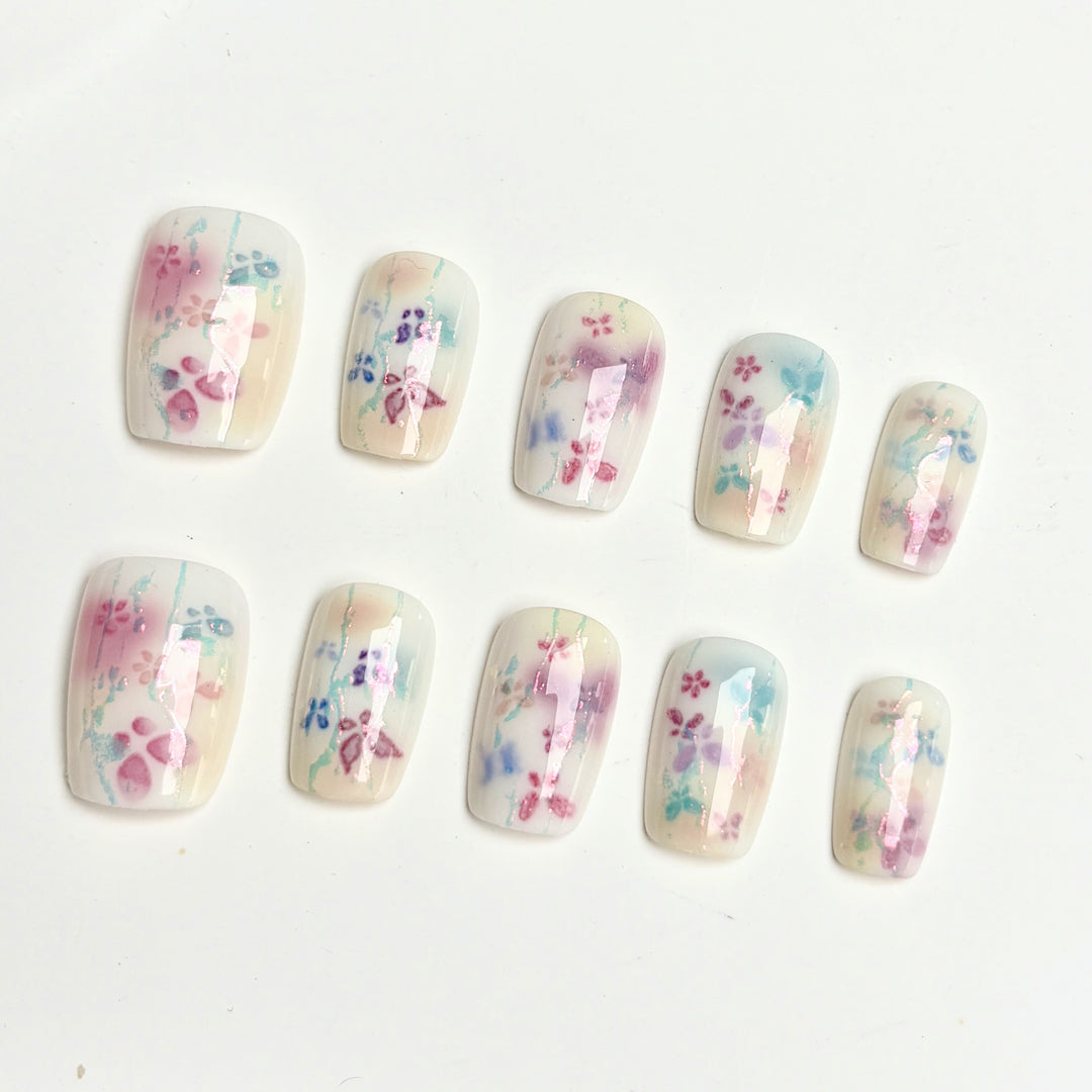 Decorative Floral Press-On Nail Kit
