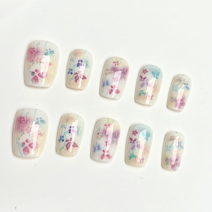 Decorative Floral Press-On Nail Kit
