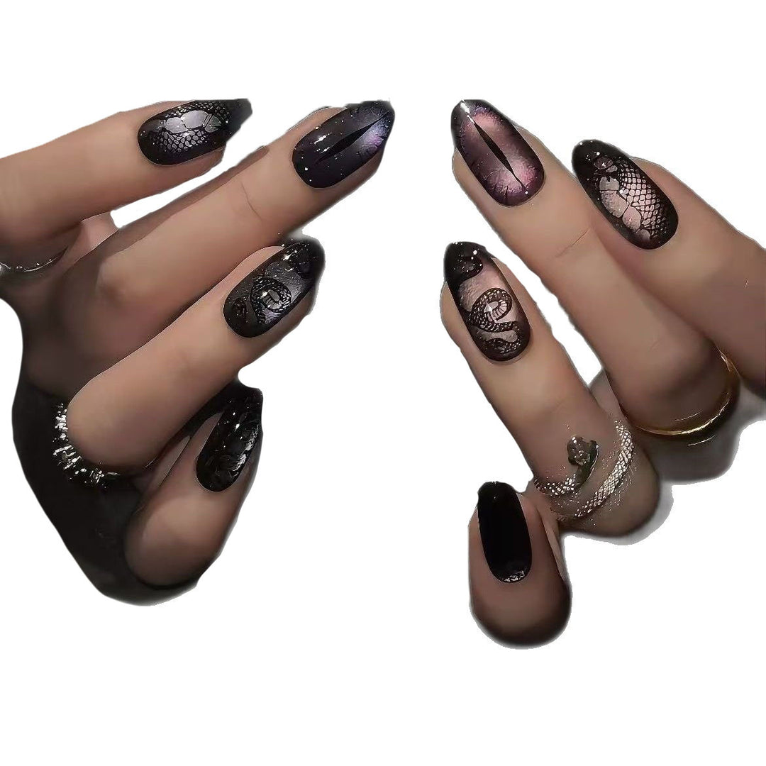 Artistic Gothic-Inspired Long Press-On Nail Set Stornfield