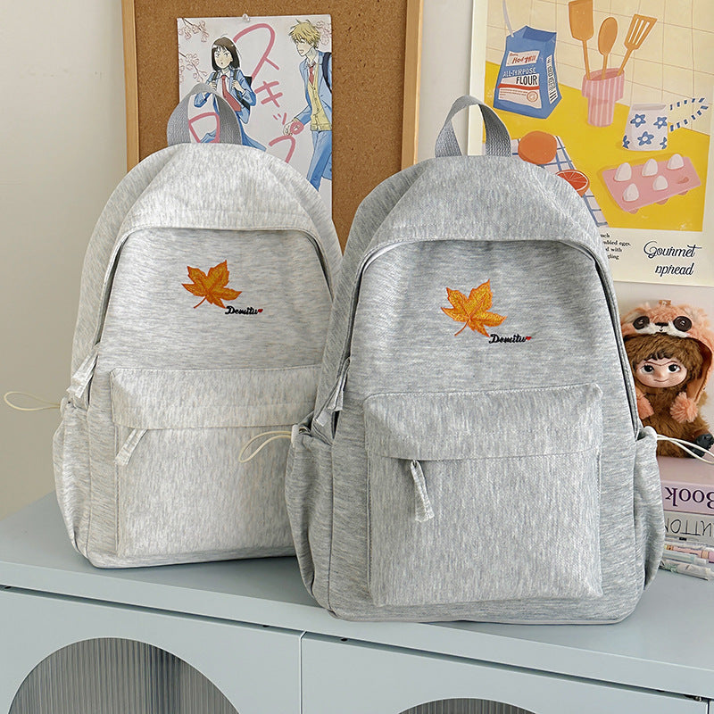 Casual Embroidered Leaf Backpack Stornfield