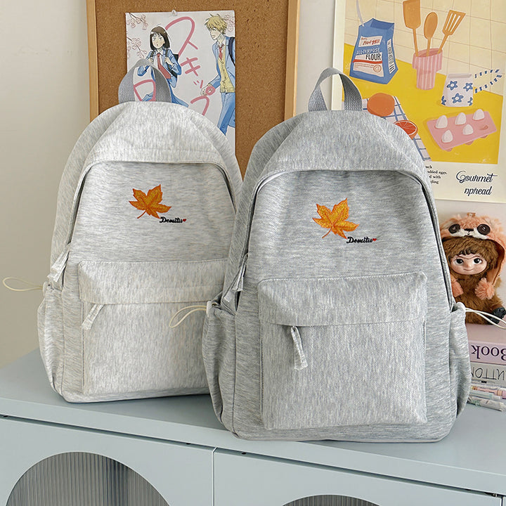 Casual Embroidered Leaf Backpack Stornfield
