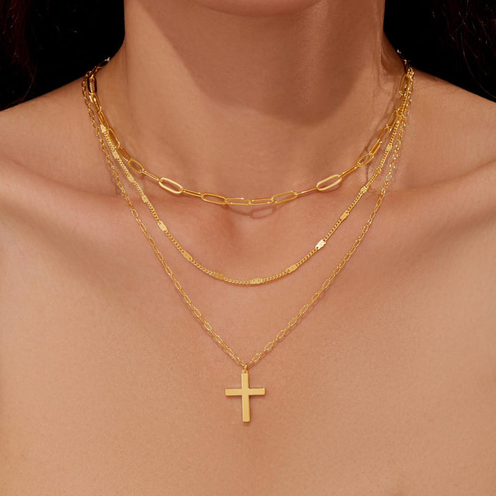 Multi-Layered Cross Pendant Necklace Stornfield