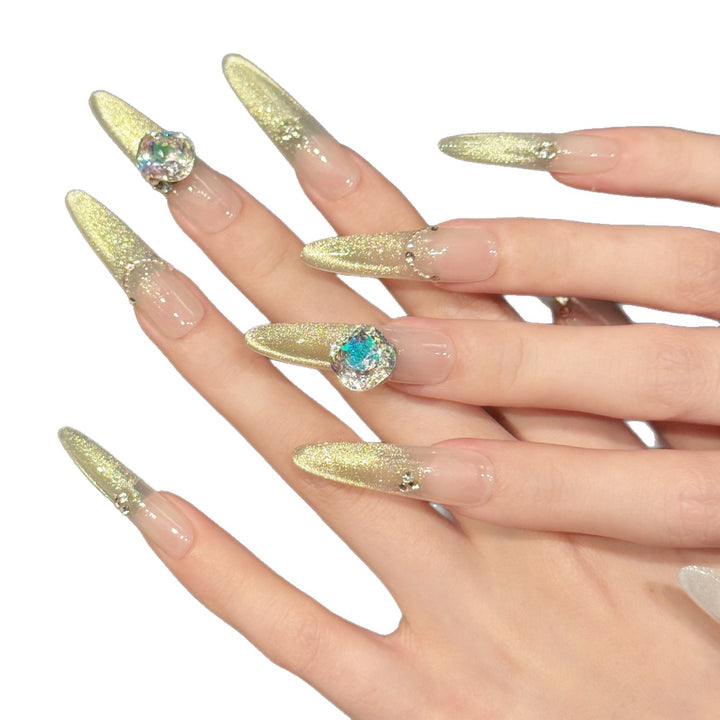 Decorative Press-On Nail Art Set with Sparkling Accents