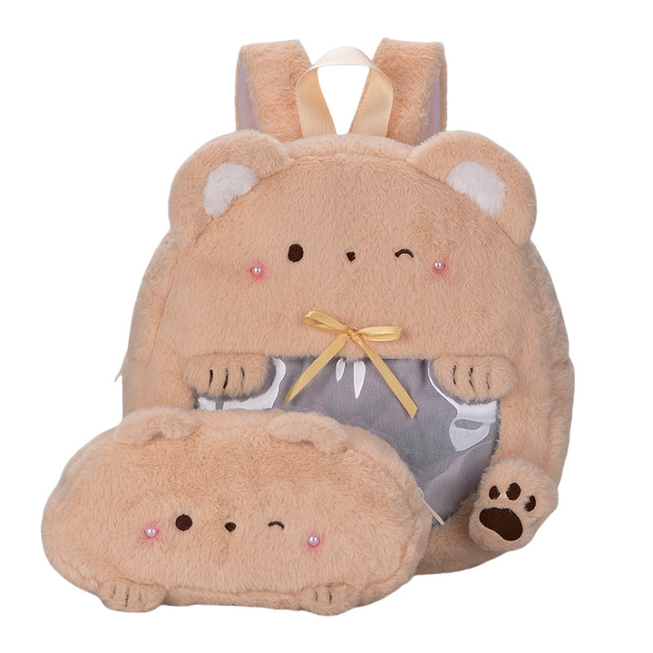 Plush children's backpack with animal motif and practical viewing window Stornfield