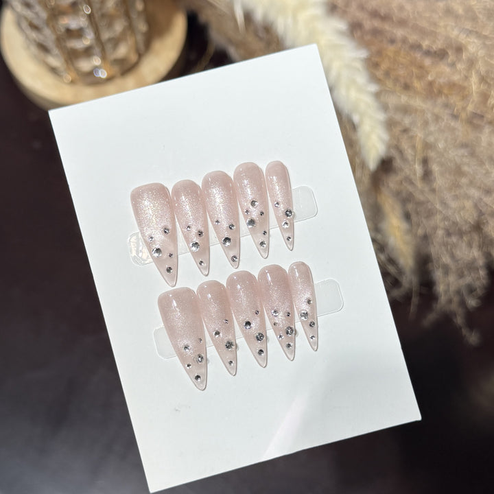 Elegant Rhinestone-Embellished Stiletto Press-On Nails Stornfield
