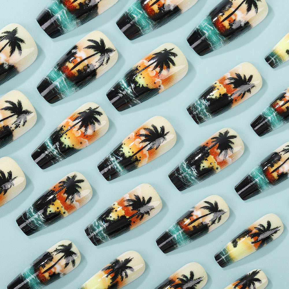 Artificial nails with tropical palm design Stornfield