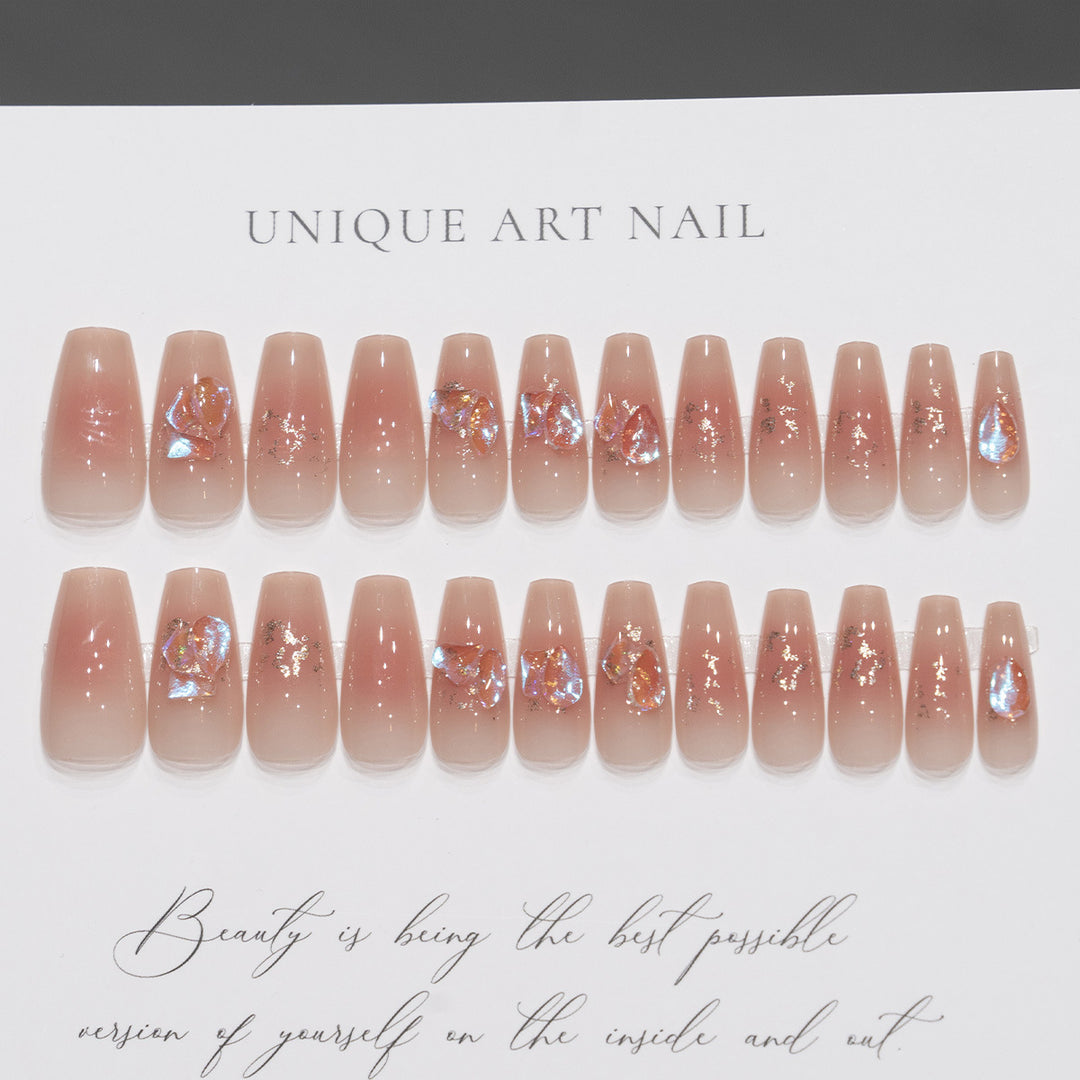 Artistic Press-On Nail Tips with Floral Design Stornfield