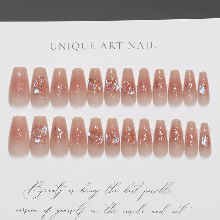 Artistic Press-On Nail Tips with Floral Design Stornfield